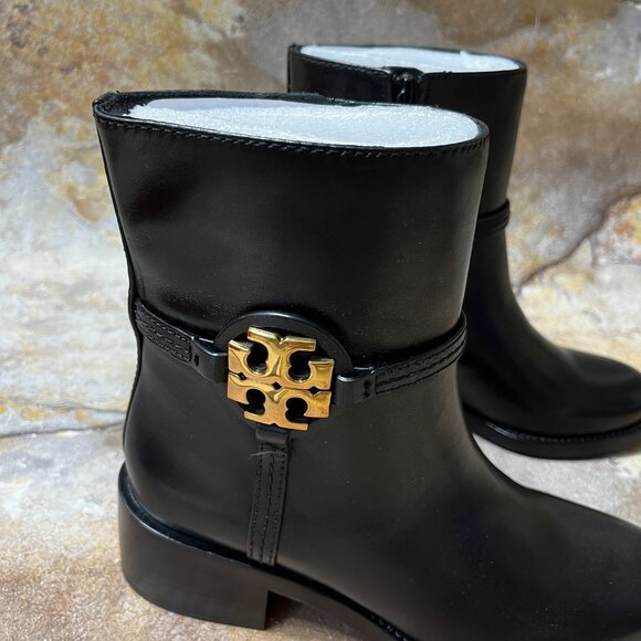 Tory Burch Miller 45MM Leather Ankle Bootie, Perfect Black Size 5 NWB - Picture 2 of 7